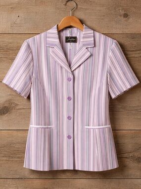 NWT Sweet Suit Size 12 Polyester Women's Striped Short Sleeve Blazer
